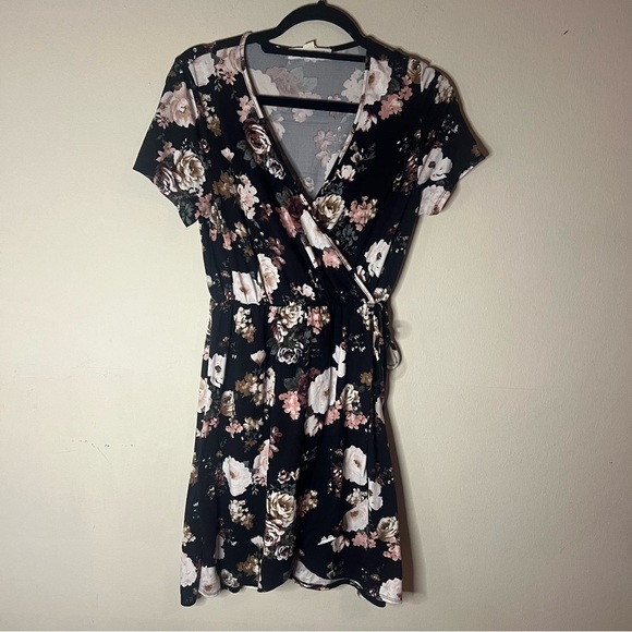 love fast live hard Dresses & Skirts - Black V-Neck Dress with Beautiful  Floral Design
